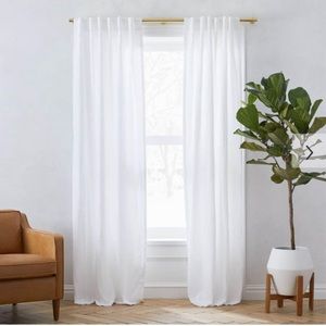 2 west elm curtain panels European Flax Linen Curtain white
